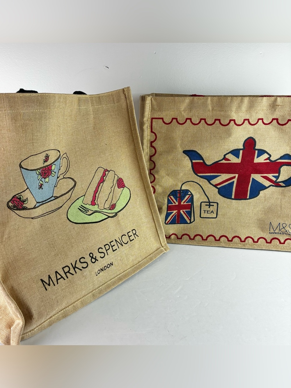 Marks & Spencer Jute London Burlap Reusable Shopping Bags